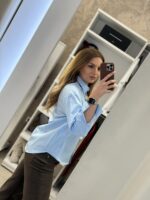 Shart πουκάμισο ποπλίνα - Σιέλ - Image 2