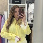 Rosa πουκάμισο με δαντέλα - Κίτρινο