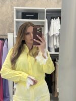 Rosa πουκάμισο με δαντέλα - Κίτρινο