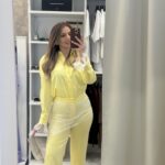 Rosa ψηλόμεση παντελόνα - Κίτρινο