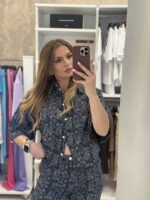 Paisley crop πουκάμισο -Μπλε