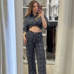 Paisley ψηλόμεση παντελόνα λαχούρ - Μπλε