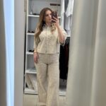 Paisley ψηλόμεση παντελόνα λαχούρ - Μπεζ