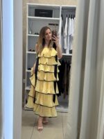 Eve maxi φόρεμα βολάν - Κίτρινο - Image 4