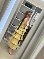 Eve maxi φόρεμα βολάν - Κίτρινο - Image 3