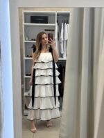 Eve maxi φόρεμα βολάν - Λευκό