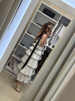 Eve maxi φόρεμα βολάν - Λευκό - Image 4