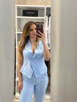 Daphne σετ γιλέκο /παντελόνα - Σιέλ - Image 2