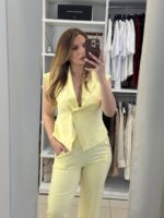Daphne σετ γιλέκο /παντελόνα - Κίτρινο παστέλ