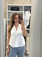 Laoura σατέν top - Λευκό