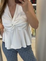 Laoura σατέν top - Λευκό - Image 3