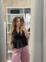 Laoura σατέν top - Mαύρο