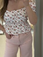 Hainti crop top floral - Σομόν - Image 2
