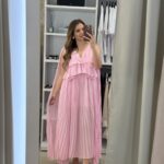 Berta maxi πλισέ φόρεμα - Ροζ παστέλ