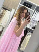Berta maxi πλισέ φόρεμα - Ροζ παστέλ - Image 3