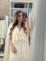 Berta maxi πλισέ φόρεμα - Εκρού - Image 2