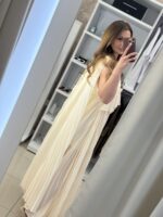 Berta maxi πλισέ φόρεμα - Εκρού - Image 5