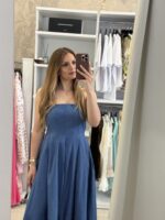 Crete maxi strapless φόρεμα - Μπλε - Image 2