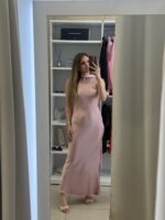 Erietta maxi φόρεμα σατέν  - Ροζ παστέλ - Image 2
