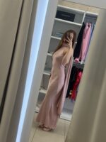 Erietta maxi φόρεμα σατέν  - Ροζ παστέλ - Image 3