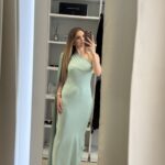 Erietta maxi φόρεμα σατέν  - Mint