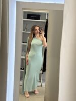 Erietta maxi φόρεμα σατέν  - Mint
