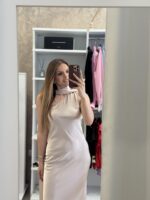Erietta maxi φόρεμα σατέν  - Σαμπανιζέ - Image 2