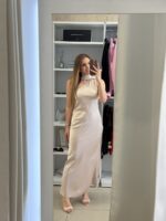 Erietta maxi φόρεμα σατέν  - Σαμπανιζέ