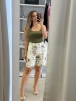 Auris floral jean βερμούδα - Εκρού