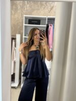 Breeze σετ σατέν παντελόνα / τοπ - Blue navy