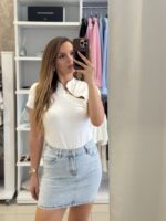 Mirror mini denim φούστα strass