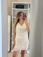 Ninetta mini φόρεμα με κρόσσια - Μπεζ - Image 4
