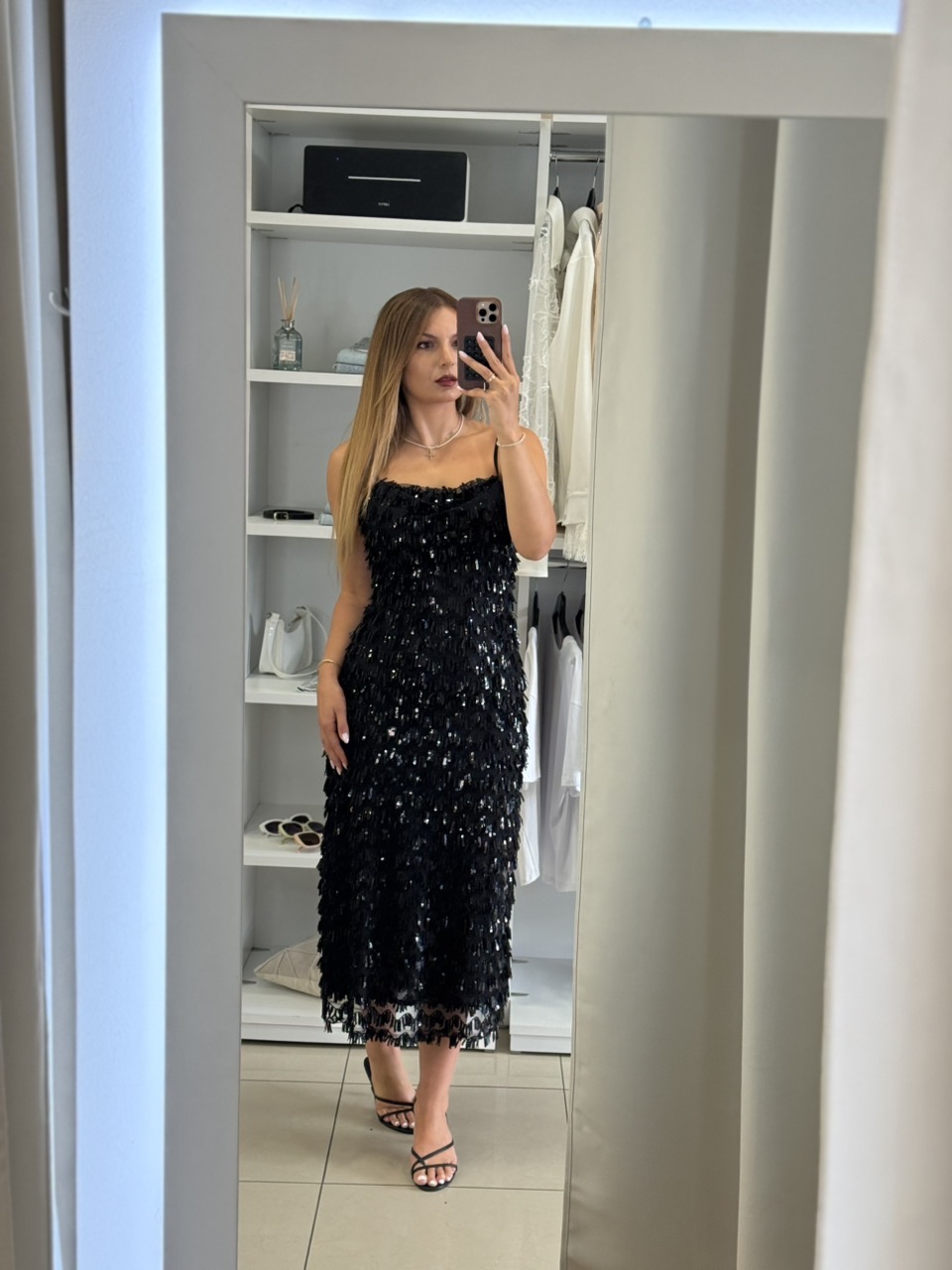 IMG_1663 Chiara midi φόρεμα παγιέτα - Μαύρο - Image 1