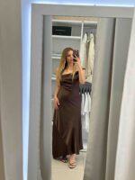 Breda maxi φόρεμα σατέν - Μαύρο
