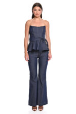 Meline denim παντελόνα καμπάνα - Blue navy