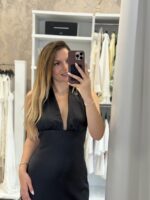Louisa maxi σατέν φόρεμα - Μαύρο - Image 3