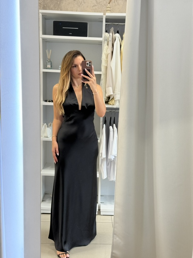εικόνα_Viber_2026-09-10_11-37-06-190 Louisa maxi σατέν φόρεμα - Μαύρο - Image 1