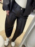 Bianca eco leather barrel παντελόνι - Καφέ - Image 4