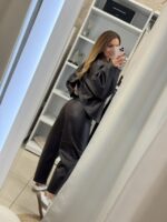Bianca eco leather barrel παντελόνι - Καφέ - Image 2