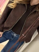 Bomber jacket suede με κεντήματα - Καφέ - Image 4
