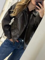 Naya eco leather bomber jacket - Καφέ - Image 2