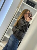 Naya eco leather bomber jacket - Καφέ - Image 3