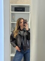 Naya eco leather bomber jacket - Καφέ - Image 4