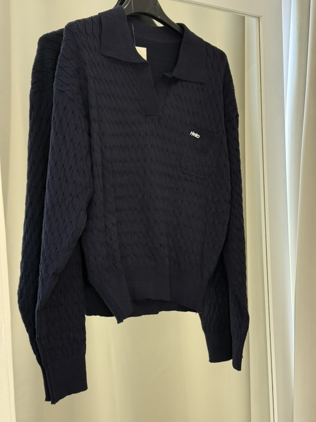 εικόνα_Viber_2026-10-09_12-28-21-184 Hello πλεκτό polo - Navy blue - Image 1