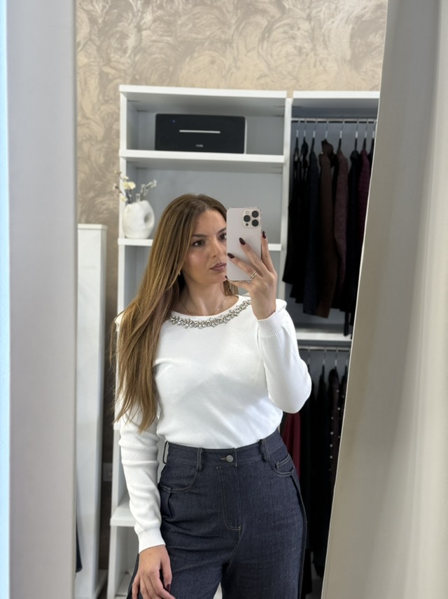 εικόνα_Viber_2026-10-10_13-59-08-323 Isabella πλεκτή μπλούζα με στρας - Λευκό - Image 1
