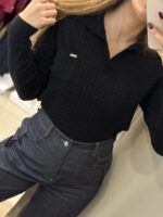 Hello πλεκτό polo - Μαύρο - Image 3
