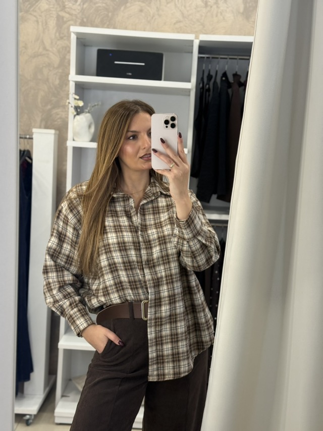 εικόνα_Viber_2026-10-16_17-54-17-462 Ranch oversized καρό πουκάμισο - Καφέ - Image 1