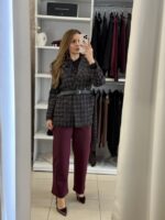 Eri ψηλόμεση παντελόνα με στρας - Μπορντό