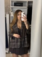 Fringes blazer καρό - Καφέ - Image 2