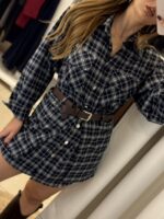 Mandin oversized καρό πουκάμισο - Μπλε - Image 3